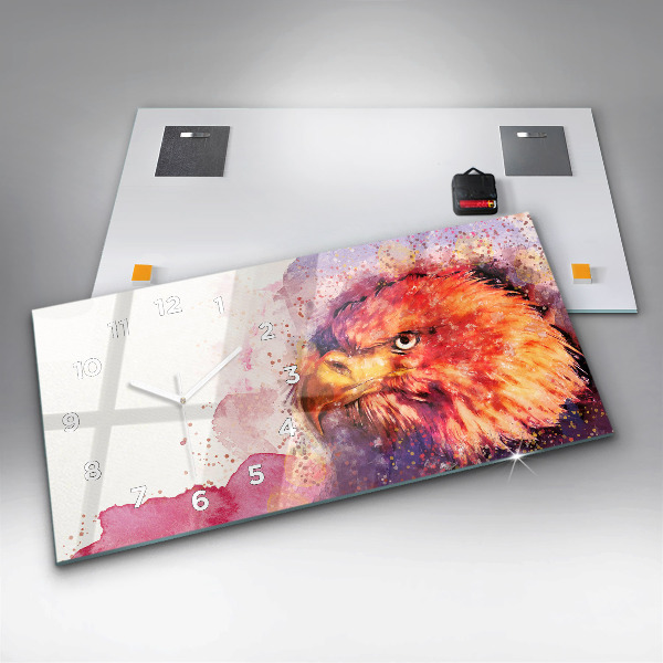 Horizontal wall clock Watercolor eagle background