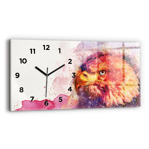 Horizontal wall clock Watercolor eagle background