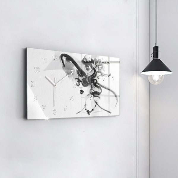 Horizontal wall clock Fashionable woman