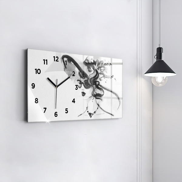 Horizontal wall clock Fashionable woman