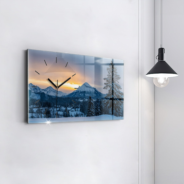 Horizontal wall clock Mountain landscape