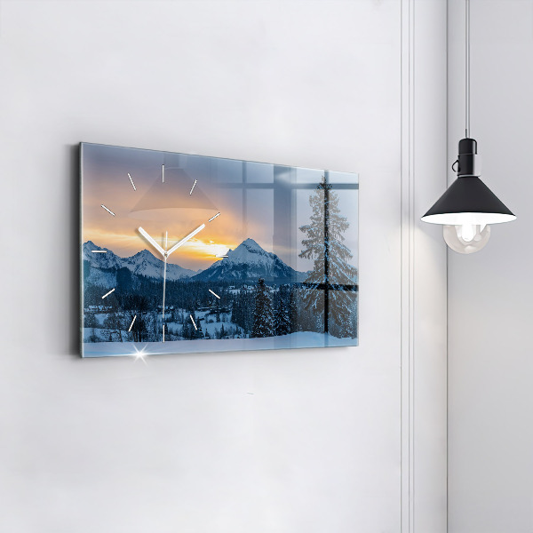 Horizontal wall clock Mountain landscape