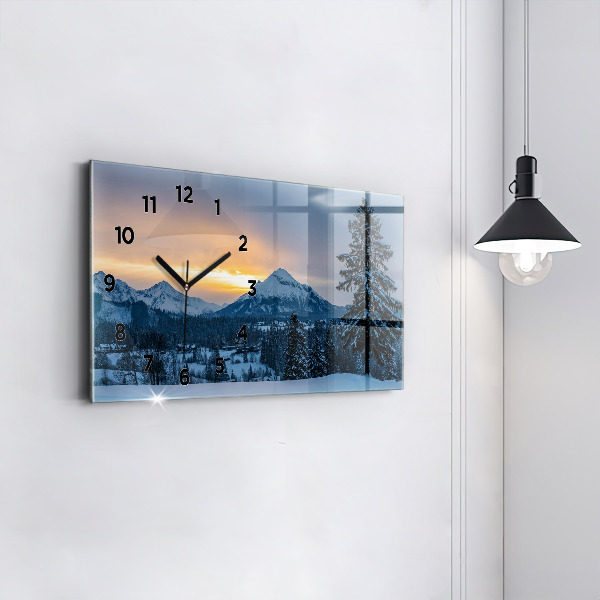 Horizontal wall clock Mountain landscape