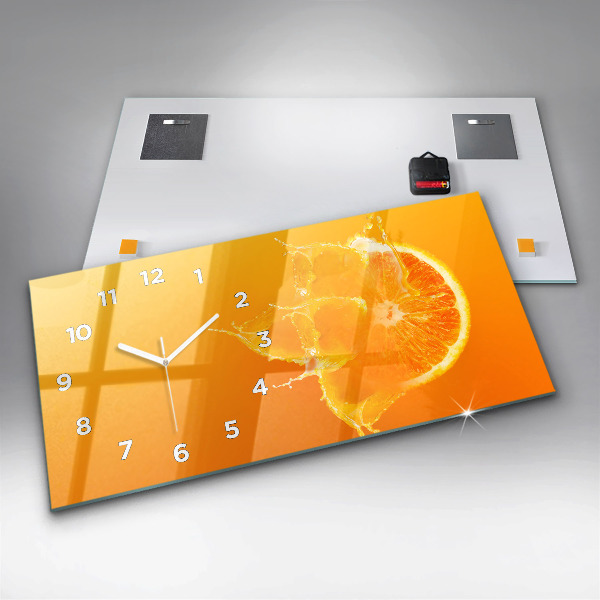 Horizontal wall clock Orange