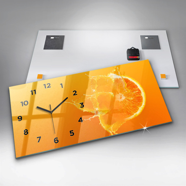 Horizontal wall clock Orange