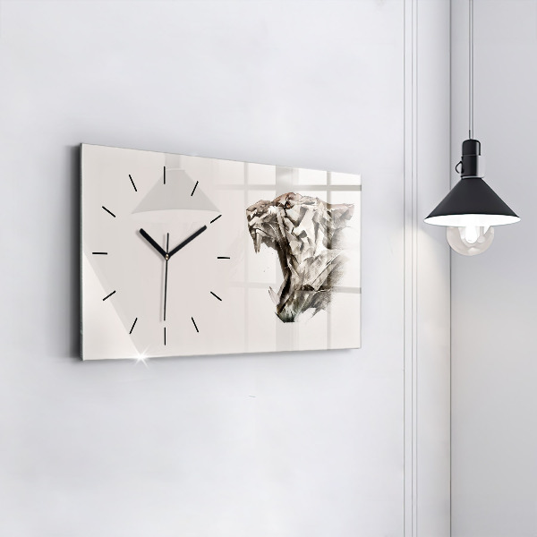 Horizontal wall clock painted portrait of a tiger