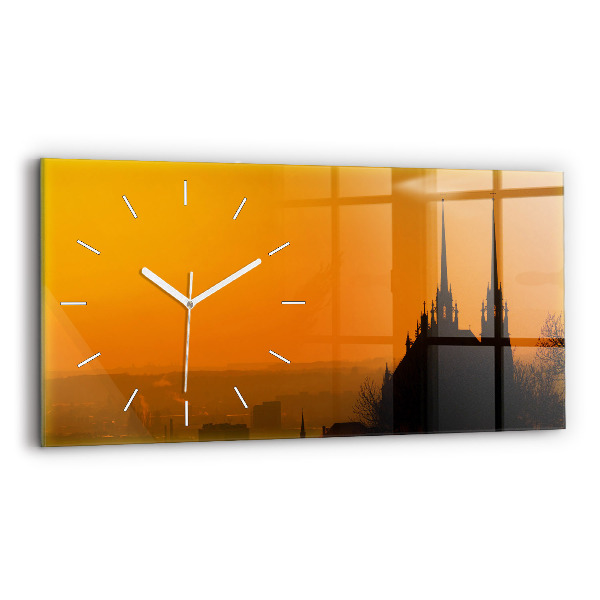 Horizontal wall clock View of the Brno Cathedral