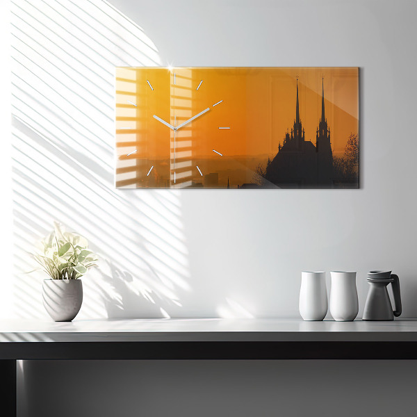 Horizontal wall clock View of the Brno Cathedral