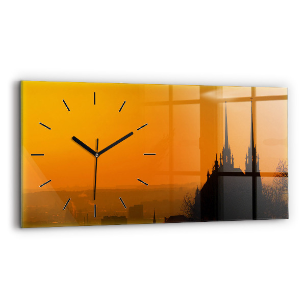 Horizontal wall clock View of the Brno Cathedral