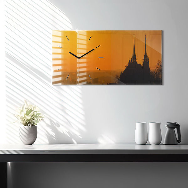 Horizontal wall clock View of the Brno Cathedral