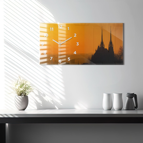 Horizontal wall clock View of the Brno Cathedral