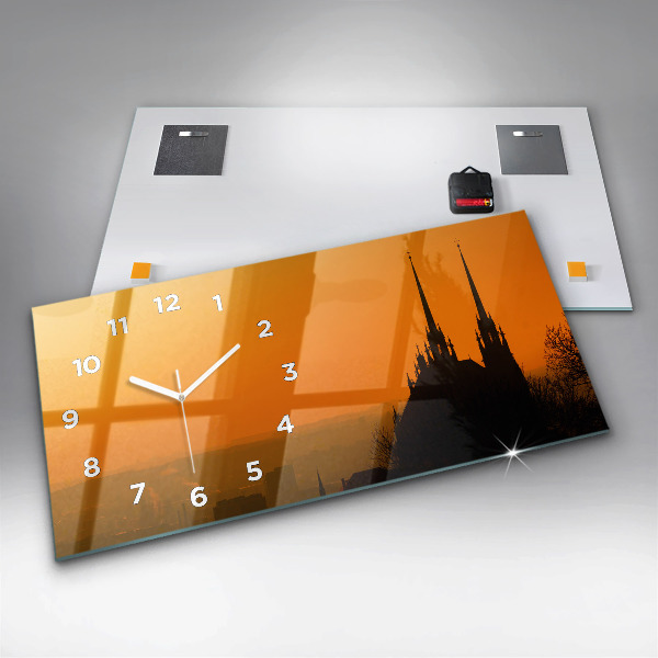 Horizontal wall clock View of the Brno Cathedral