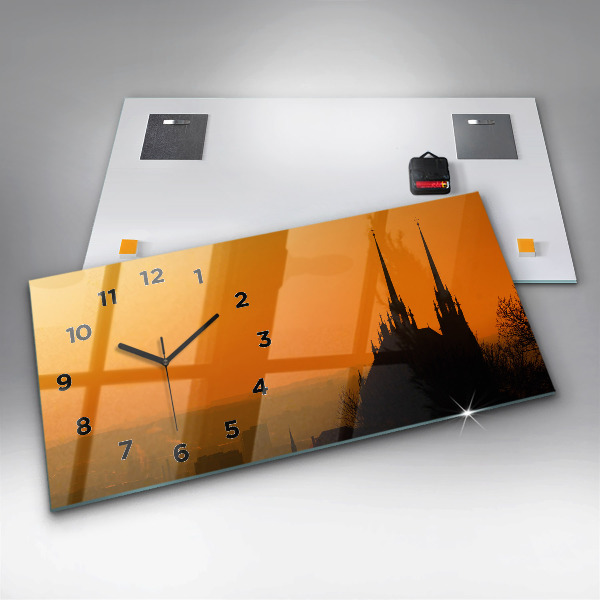 Horizontal wall clock View of the Brno Cathedral