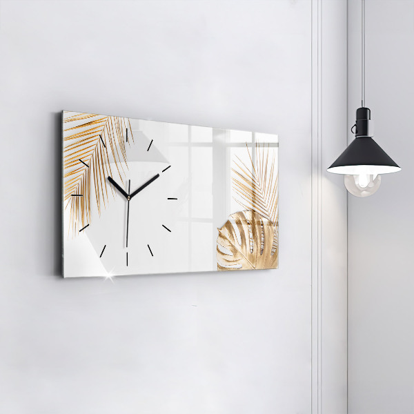 Horizontal wall clock Tropical leaves