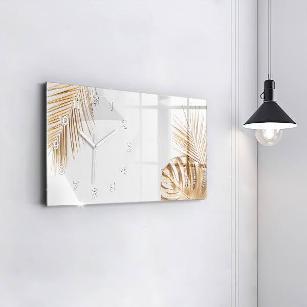 Horizontal wall clock Tropical leaves