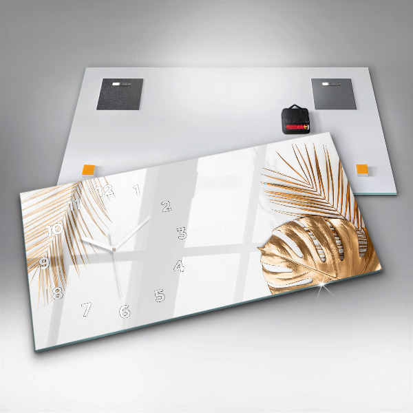 Horizontal wall clock Tropical leaves