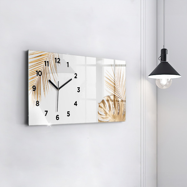 Horizontal wall clock Tropical leaves