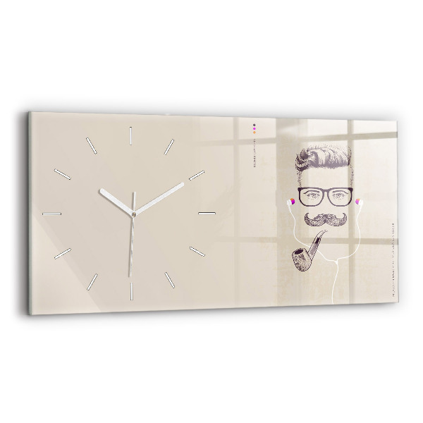 Horizontal wall clock Man with a pipe