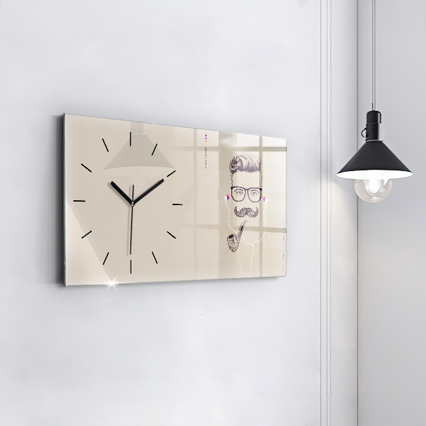 Horizontal wall clock Man with a pipe