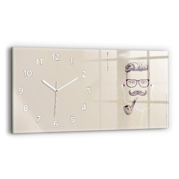 Horizontal wall clock Man with a pipe