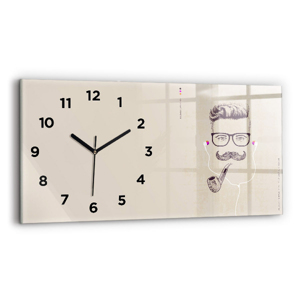 Horizontal wall clock Man with a pipe