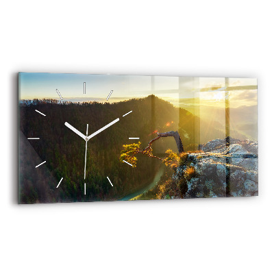 Horizontal wall clock Sunset over the mountains