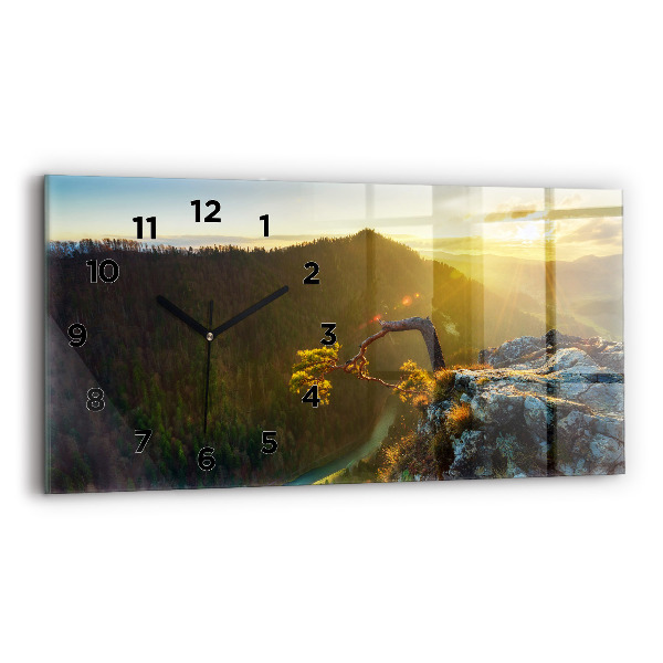 Horizontal wall clock Sunset over the mountains