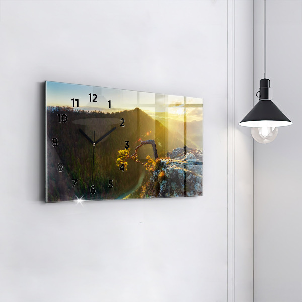 Horizontal wall clock Sunset over the mountains
