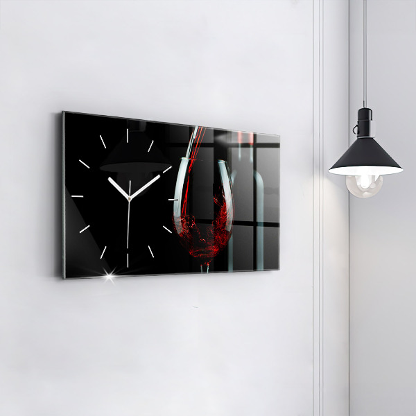 Horizontal wall clock A bottle of wine