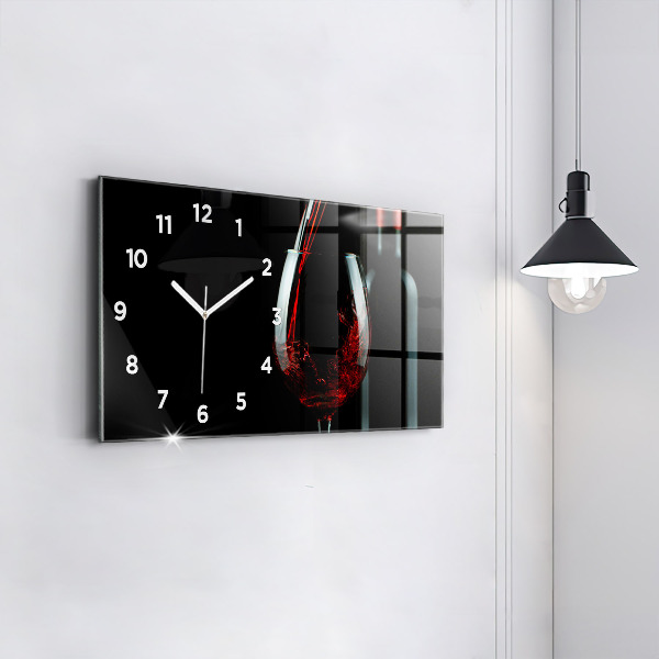 Horizontal wall clock A bottle of wine