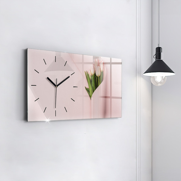 Horizontal wall clock A bouquet of flowers