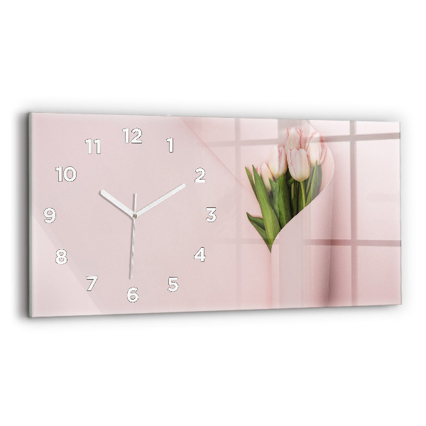 Horizontal wall clock A bouquet of flowers