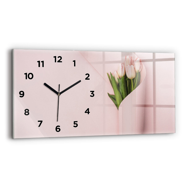 Horizontal wall clock A bouquet of flowers