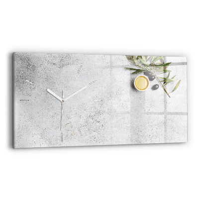 Horizontal wall clock Minimalist olives