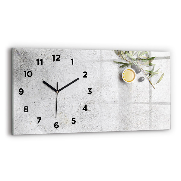 Horizontal wall clock Minimalist olives