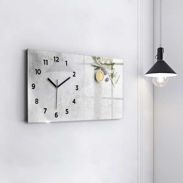 Horizontal wall clock Minimalist olives