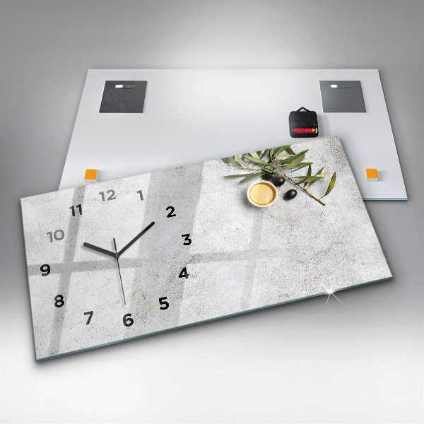 Horizontal wall clock Minimalist olives