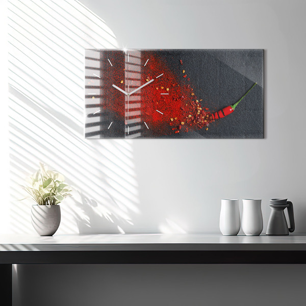 Horizontal wall clock Red spice