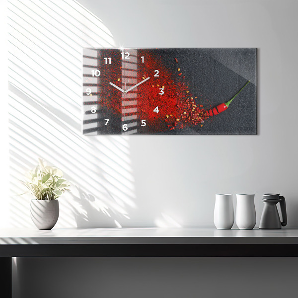 Horizontal wall clock Red spice