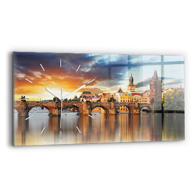 Horizontal wall clock Panorama over the river