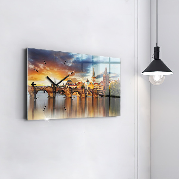 Horizontal wall clock Panorama over the river