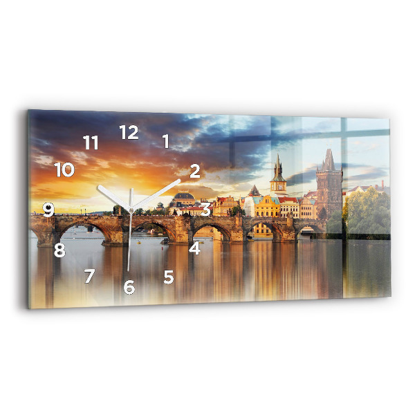 Horizontal wall clock Panorama over the river