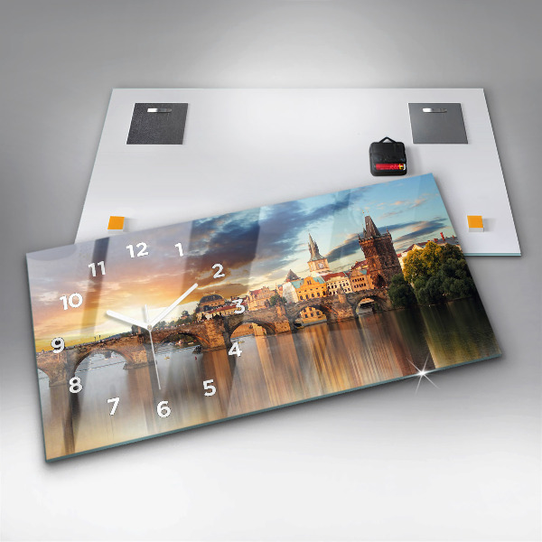 Horizontal wall clock Panorama over the river