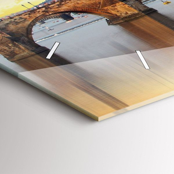 Horizontal wall clock Panorama over the river