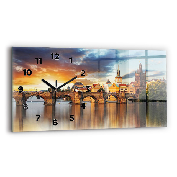 Horizontal wall clock Panorama over the river