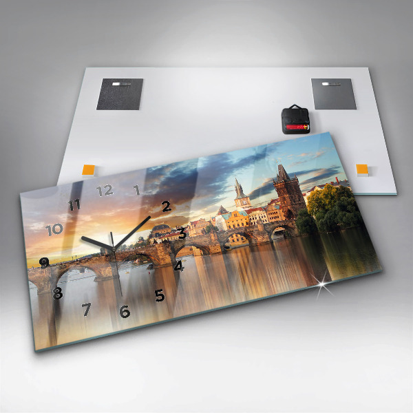 Horizontal wall clock Panorama over the river