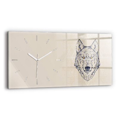 Horizontal wall clock Wolf head