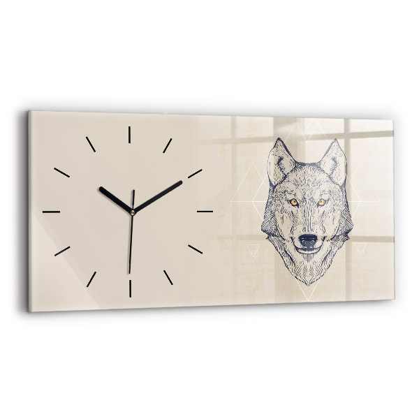 Horizontal wall clock Wolf head