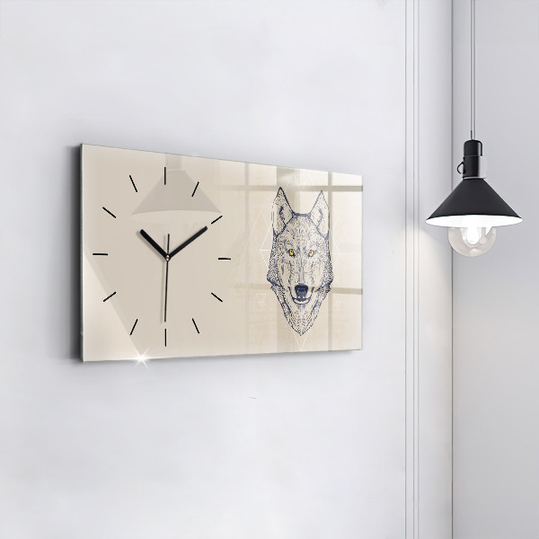 Horizontal wall clock Wolf head