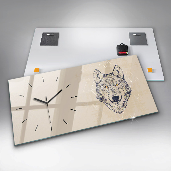 Horizontal wall clock Wolf head